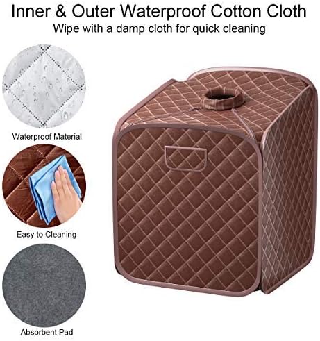 Giantex Portable Steam Sauna Spa 2L Folding Private Sauna Tent W/Chair Foot, Massage Roller, Absorbent Pad,9 Adjustable Temperature Levels for Stress Fatigue 33 x 33x 42 Inch (Coffee)