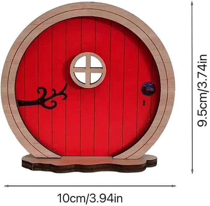 1Pc Red Fairy Garden Door for Tree,Fairytales Door Decoration for Trees Outdoor and Tree Trunk, Mini Fairy Garden Sculpture Lawn Ornament Decor