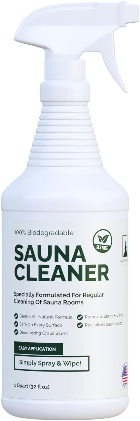 Sauna Cleaner - Natural Wood Cleaner & Deodorizer - Ready-to-Use Spray - 1 Quart (32 Fl Oz)