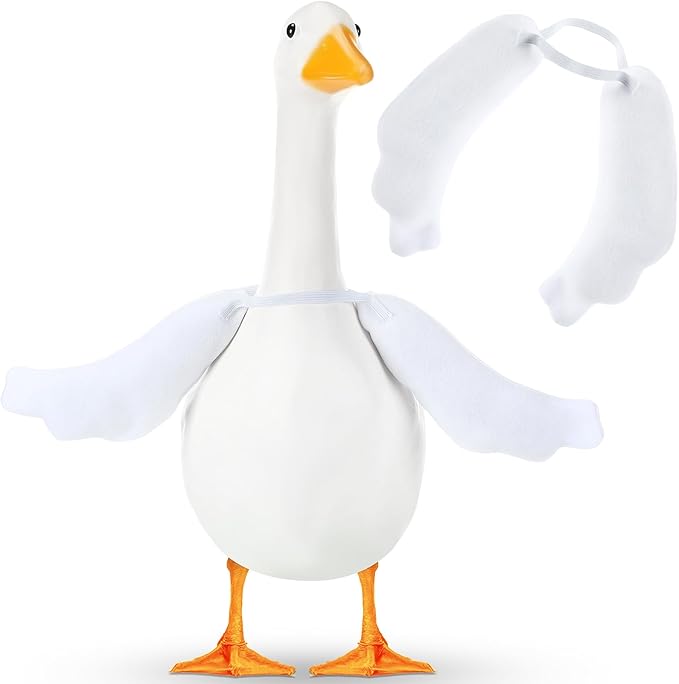 2 Pcs Poseable Goose Wings for 15”- 20" Porch Lawn Goose Outfit Accessories Poseable White Wings for Outdoor Patio Yard Lawn Art Decoration (Rippled Edge)