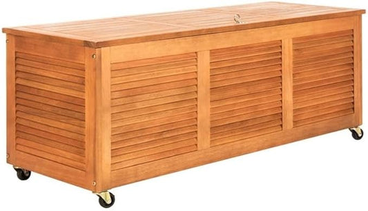 SAFAVIEH PAT7038A Outdoor Collection Elina Teak 47.2" Cushion Deck Box