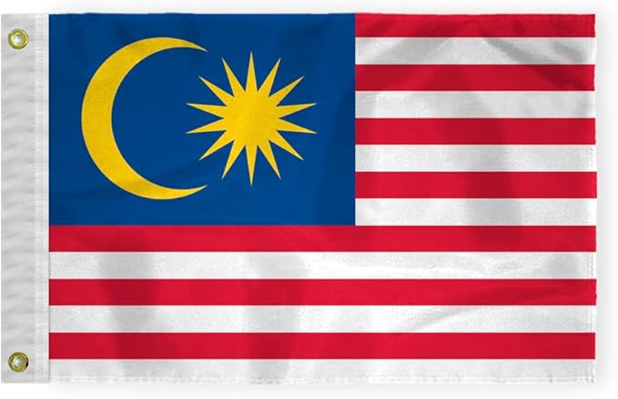 AGAS Malaysia Nautical Flag 12x18 inch Mini Malaysian National Flag Outdoor 200D Nylon Double Stitched Hem