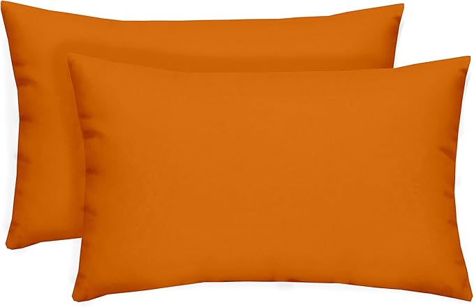 RSH DECOR: Lumbar Jumbo Throw Pillows Set of 2 | 26” x 16" | All-Weather Spun Fabric | Water and Fade-Resistant | Outdoor Support Pillows for Patio Furniture | Orange