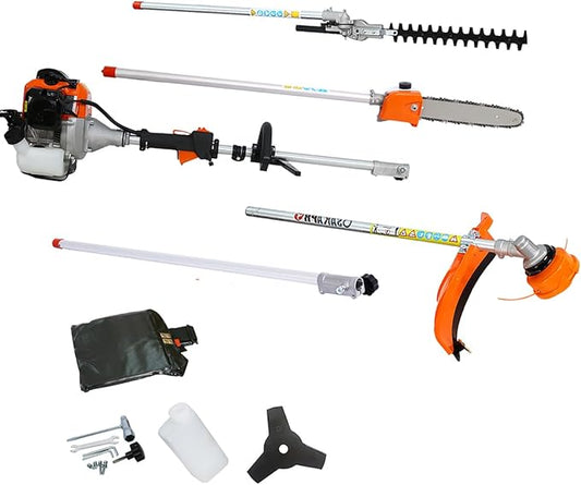 56cc 2-Cycle Gas Multi-Trimmer | 5-in-1 String Trimmer w/Rotatable 40” Pole Saw, Weed Eater Weed Wacker, Brush Cutter & Hedge Trimmer Gas for Lawn, Yard, Garden Care, All-in-one Garden Tool