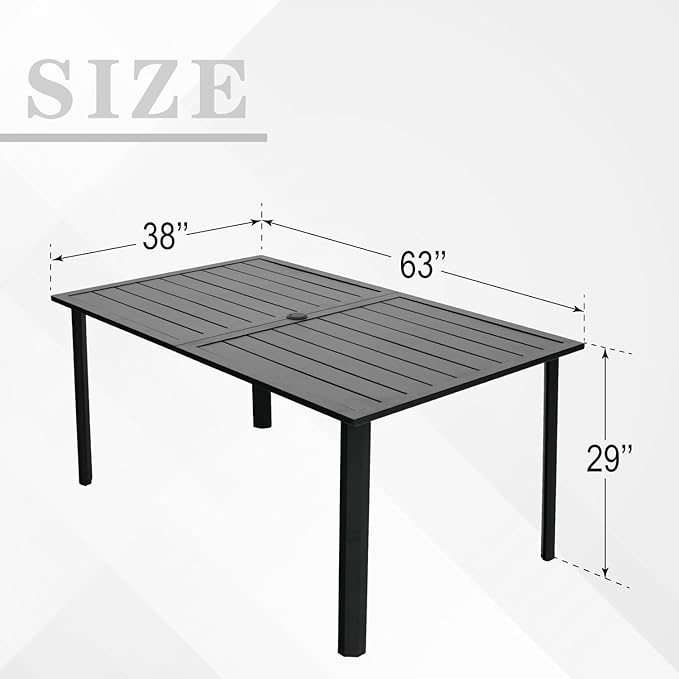 7 Pieces Patio Rattan Chairs and 63" x 38" Rectangle Table Set for Deck, Garden, Yard Outdoor Armrest Dining Stackable Chairs with Cushions