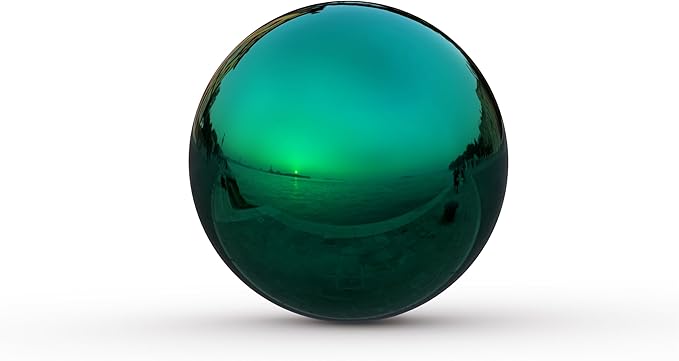 Lulu Decor, Size 12 Teal Stainless Steel Gazing Mirror Ball, Smooth Reflective Shiny Garden Decoration Globe