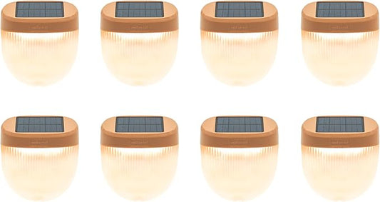 Vego garden Rippled Solar Garden Lights with Auto Sensors Magnetize Securely to Raised Beds, IPX4 Waterproof Outdoor LED Light for Patio & Yard Terra Cotta, 8 Pack