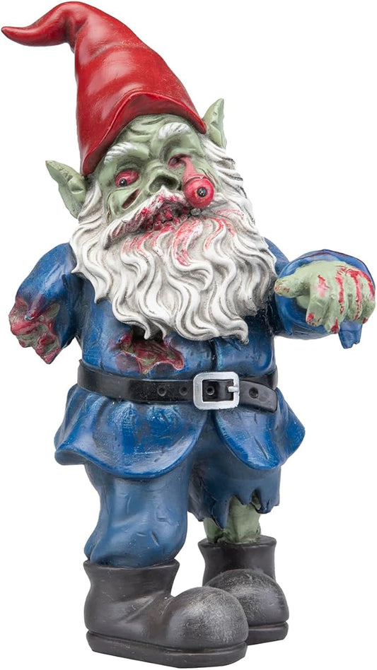Zombie Gnome Evil Scary Walking Dead Gnome Gnombia Garden Statue, Halloween Decoration - 10 inches