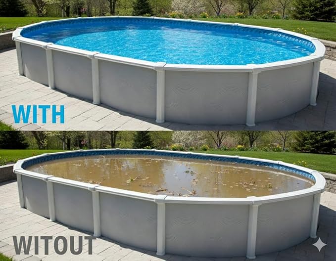 Premium Winter Pool Cover for Above Ground Oval Pool, 18' x 33' Ft., Aboveground Pools Winter Cover, 8-Year Warranty, Includes Winch and Cable, Strength & Durability, UV Protection