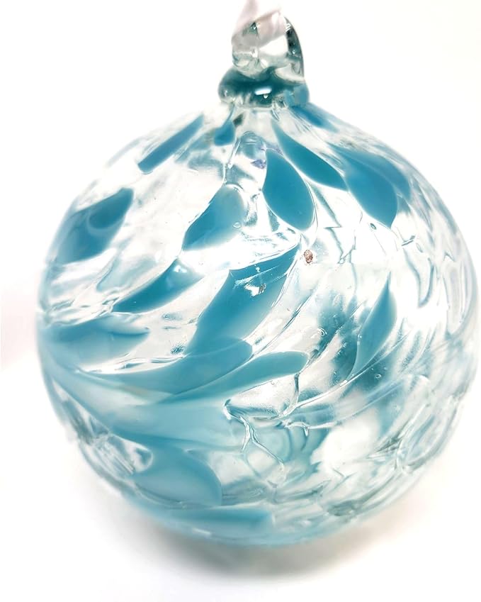 Large Friendship Glass Ball Globe - Turquoise 4.7 inch Hand Blown Handmade Hanging Garden Gazing Ball Indoor Outdoor Home Décor
