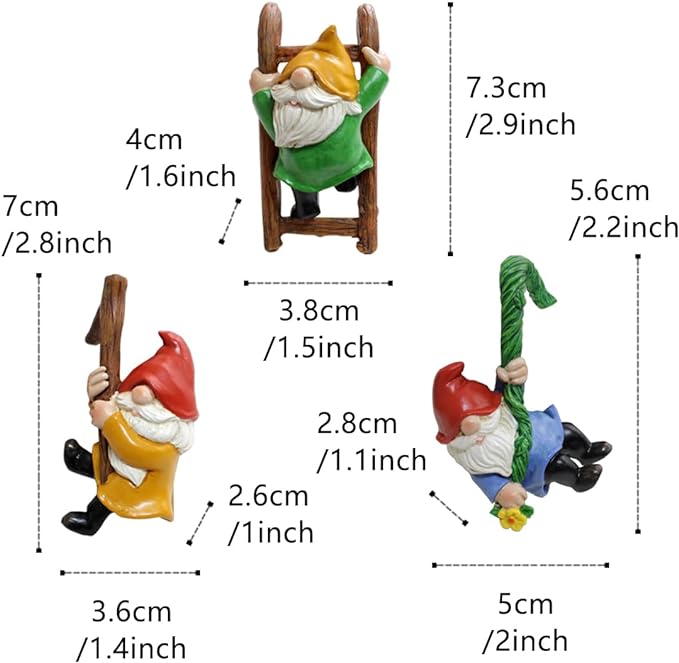 3 PCS Climbing Gnomes Tree Faces Decor Outdoor for Yard, Gnomes Statue, Outdoor Fairy Garden Resin Crafts, Flower Pot Landscape Dwarf, Micro Landscape Pendant Ornaments (3 PCS)