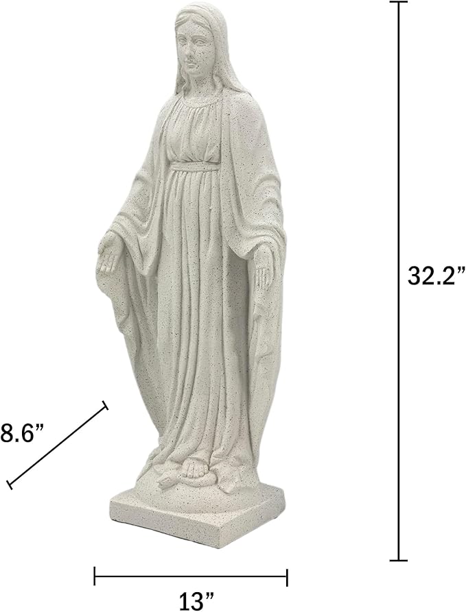 Galt International Virgin Mary Praying Blessed Mother of Grace Garden Statue Terrazo-Style 32" Religious Resin Statue Holy Queen of Heaven