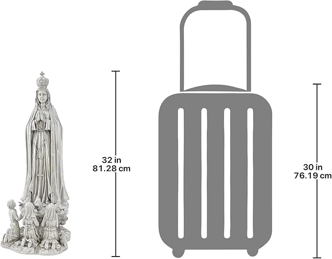 Design Toscano Our Lady of Fatima Indoor/Outdoor Religious Garden Statue, Large, 12 Inches Wide, 14 Inches Deep, 32 Inches High, Resin, Faux Stone Finish