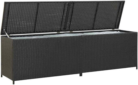 vidaXL Patio Storage Chest, Deck Box with Lid, Patio Cabinet, Storage Chest for Outdoor Cushions Throw Pillows Garden Tools Pool Supplies, Black