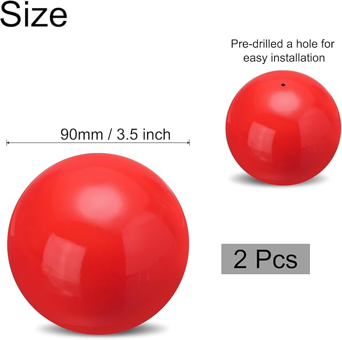 uxcell 2 Pcs Gazing Globe Decor Ball 3.5 Inch 90mm Reflective Garden Sphere Polished Hollow Ball, Seamless Stainless Steel Gazing Ball, Smooth Mirror Globe for Garden Home Decor, Red