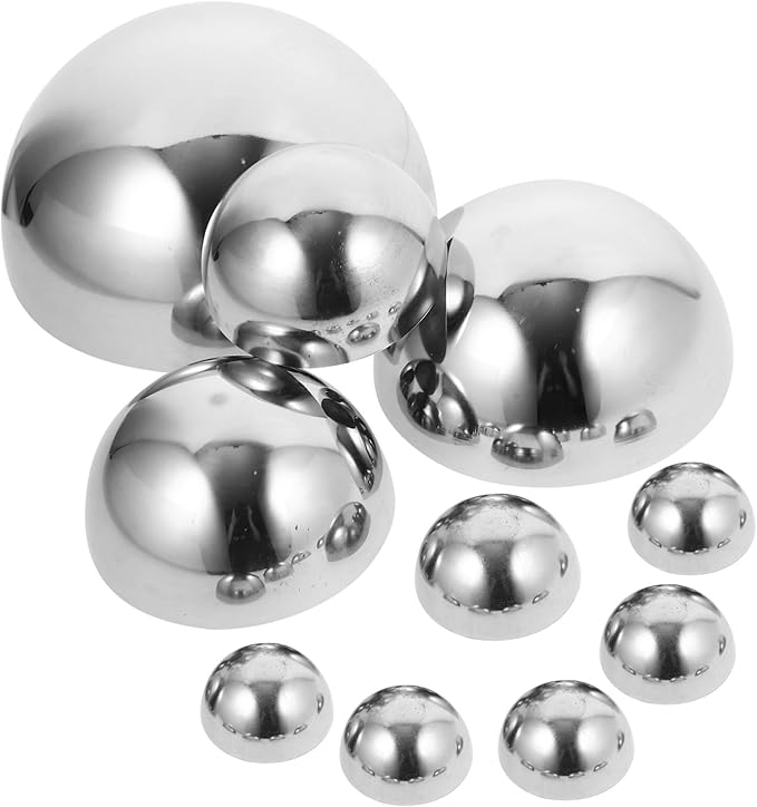 GANAZONO Gazing Balls Stainless Steel Garden Mirror Globes 10pcs Hollow Ball Reflective Shiny Half Sphere Floating Pond Balls Seamless Gazing Globes for Ornament Decorations