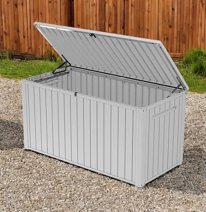 Outdoor/Indoor Storage Deck Box, 170 Gallon Capacity, Weather-Resistant Resin, White