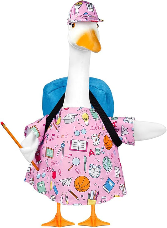 Back to School Porch Goose Outfits,4Pcs Yard Goose Statue Clothes for 23" Geese Clothes Patio Lawn Garden Decoration