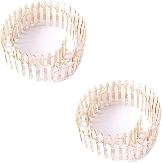 35 Inch 2-Pack Miniature Fairy Garden Fence Wood Decorative Ornament Fence for Dollhouse Succulent Plant Pot DIY Diorama Project Height 2 inch (Wood)