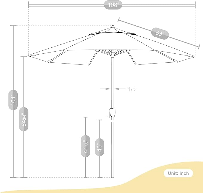 California Umbrella 9' Round Sunbrella Aluminum Outdoor Deck, Pool or Patio Umbrella, Crank Lift, Auto Tilt, Bronze Pole, Granite