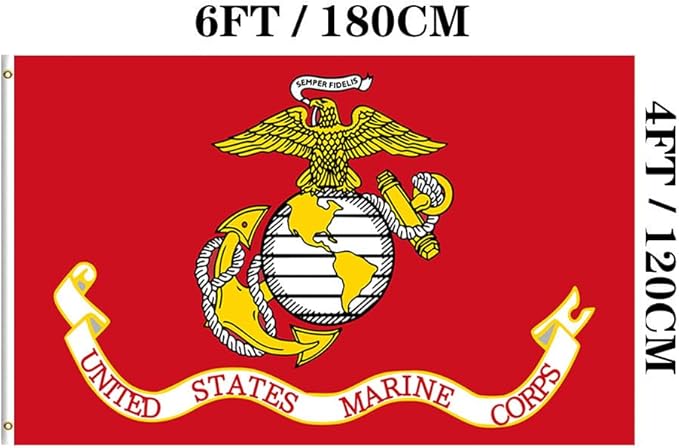 Jayus Embroidered US Marine Corps Military Flags 4x6 Outdoor - 340D Heavy Duty Nylon Double Sided USMC Flag Banner with 2 Grommets