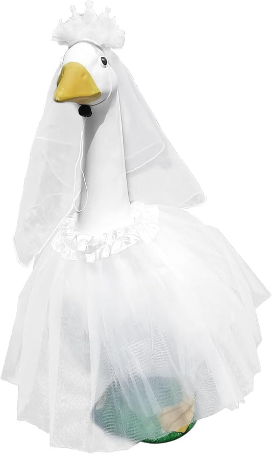 Porch Goose Outfit for 23" 17" Bride Goose Lawn Goose Costume Wedding Dress Statue Decor Clothes Outdoor Garden Lawn Art Decor