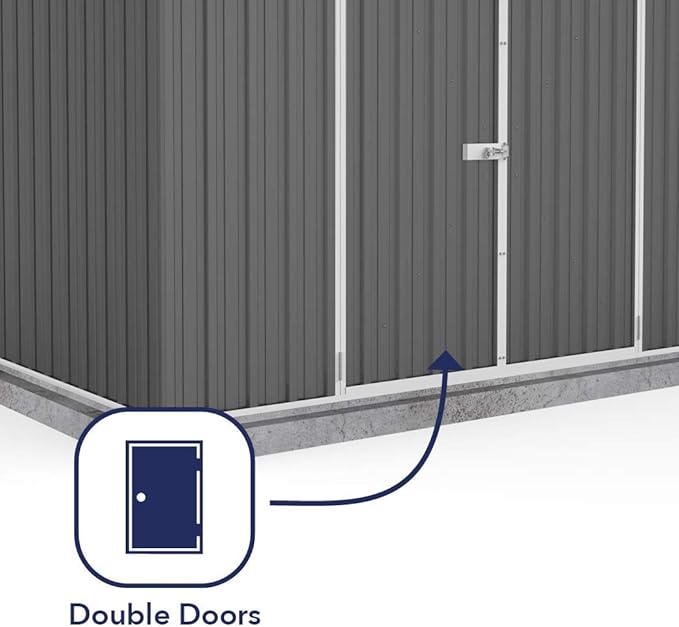 Absco Premier Storage Sheds, 10'x7' Metal Garage, DIY Backyard Shed, Utility Tool Storage, Weather & Wind Resistant Aluminum Panels & Steel Frame, Maintenance-Free, 12 Year Warranty, Woodland Gray