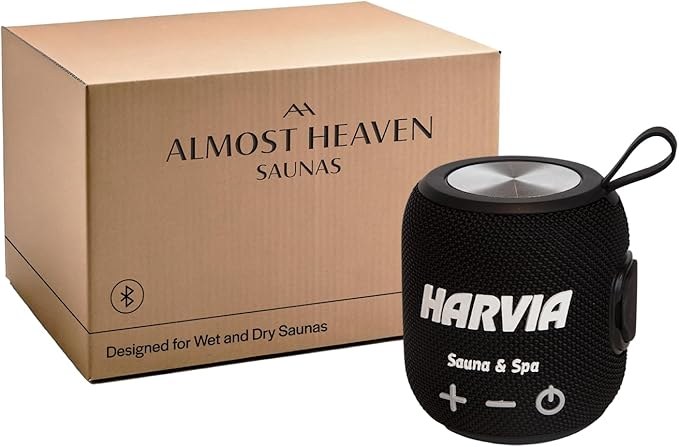 Almost Heaven Bluetooth Sauna Speaker, Portable Waterproof Speakers with Heat Resistance, Designed for Wet & Dry Saunas, Wireless Bluetooth Speaker with USBC Charging, Made for Indoor & Outdoor Saunas