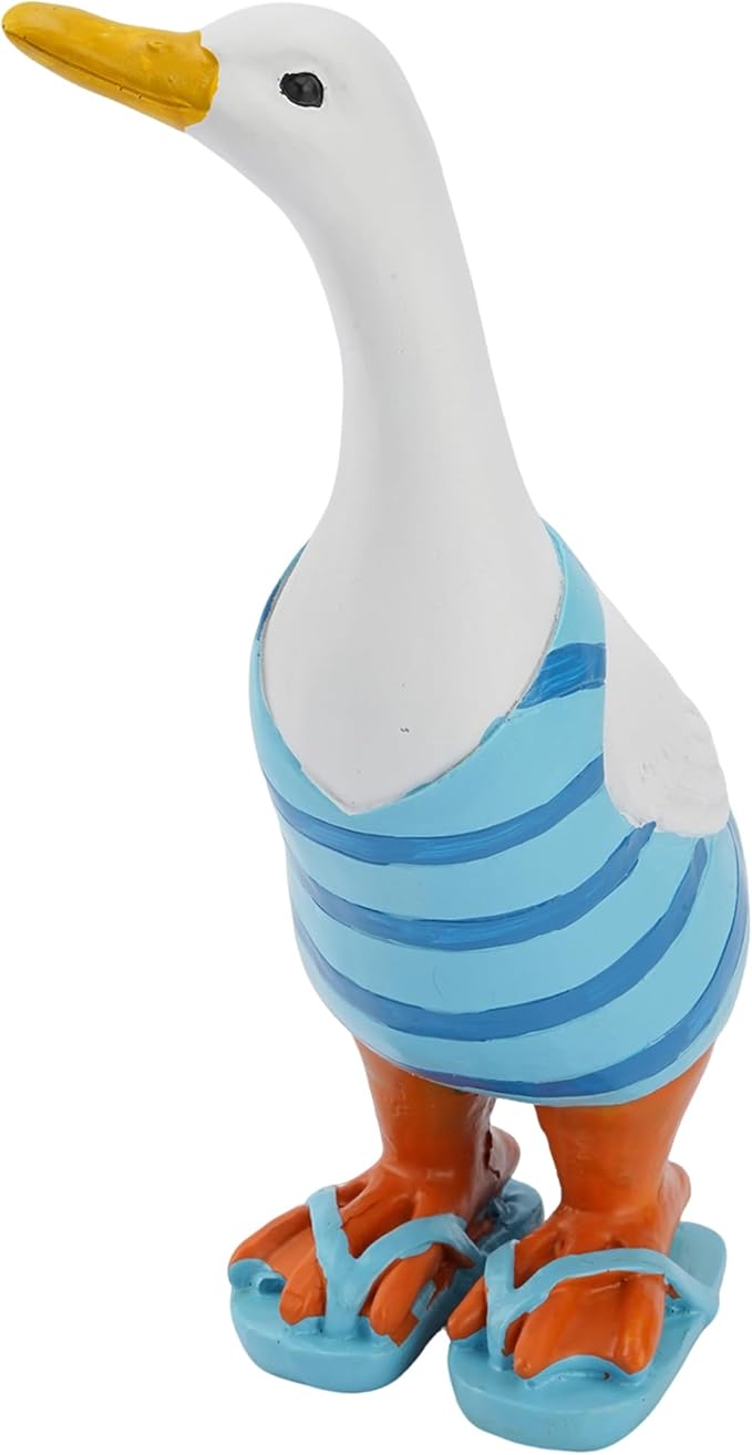 Elenon Duck Statue Garden Decorative, 10 inch High Adorable Flower Bed Animal Outdoor Decor, Yard Patio Art Sculptures Table Ornament, Blue