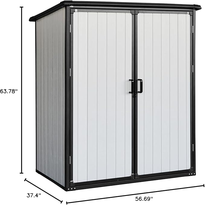 5x3ft Outdoor Storage Shed, Resin Cabinet with Lockable Doors – Weatherproof Storage for Bikes, Patio, Tools & More – Durable & Stylish (Black) (1 Doors)