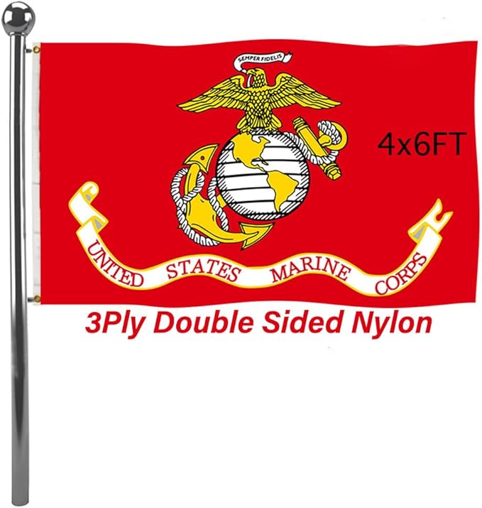 Jayus US Marine Corps Military Flags 4x6 Outdoor - 320D Heavy Duty Nylon Double Sided USMC Army Flag Banner with 2 Grommets