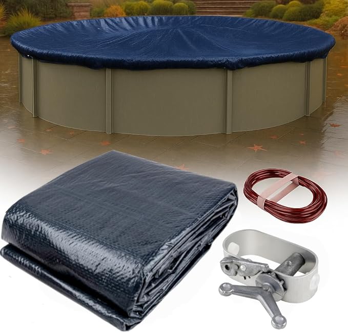 15’ ft. Premium Round Pool Winter Cover for Above Ground Pools – 10-Year Warranty, Cold and UV Resistant, Weatherproof and Durable, Winch & Cable Included