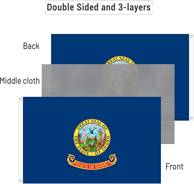 AMZFLAG Idaho State Flag 3x5 ft, Double Sided Idaho Flags 3 Ply Polyester with 2 Brass Grommets, Heavy Duty ID Flag of Idaho State Thick Material