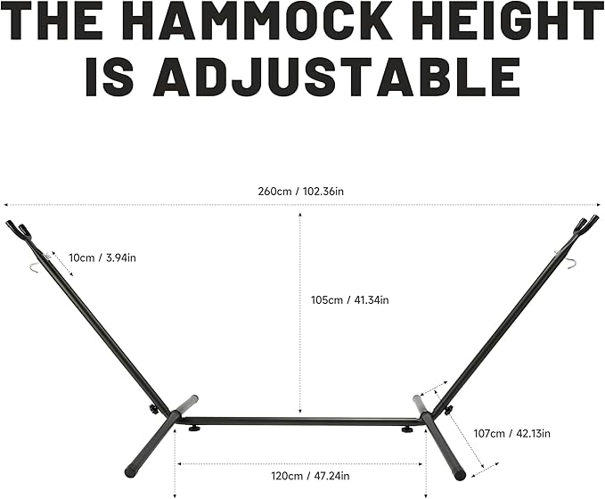 Hammock with Heavy-Duty Steel Stand for Outside，Hammocks 450 Lb Capacity，Portable Hammock，2 People Standing Hammocks，Suitable for Beach，Backyard, Gardens, Patio, Bedroom，100 * 40 * 38 Inch （Blue）