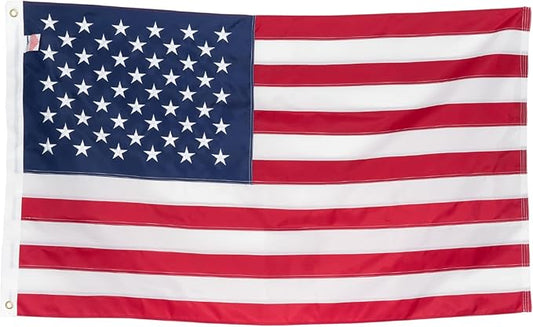 American Flag 4x6’ | Embroidered Stars & Sewn Stripes | Heavy Duty U.S. Flag | Durable 210D Oxford Nylon for High Winds | Quadruple Stitched Fly End Brass Grommets | Patriotic Decor