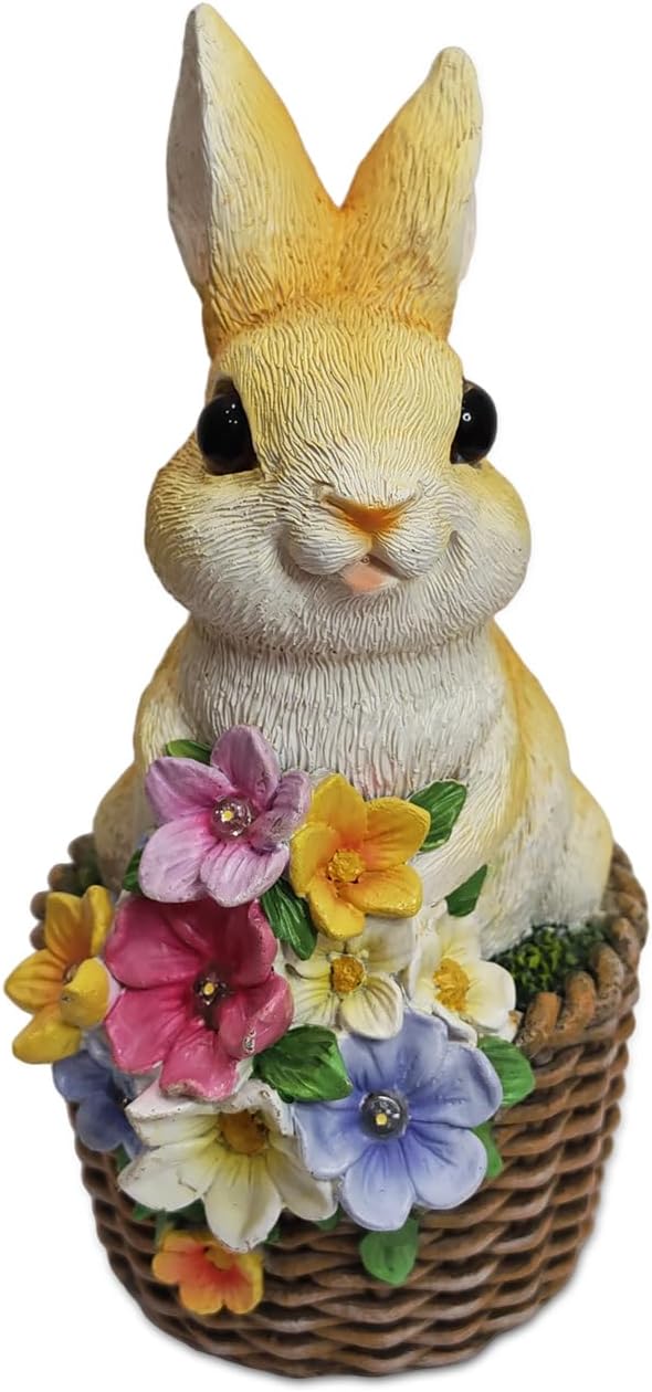 Solar Garden Statue LED Outdoor Garden Decor Funny Animal Sculpture for Yard Patio Lawn Weatherproof Resin Birthday Art Gift（Rabbit）