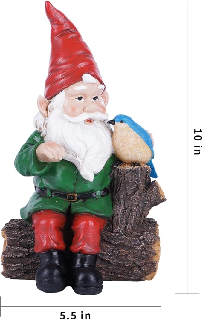 TZSSP Outdoor Gnome Statue Decoration Garden Statue Hand-Painted Statue with Bird Statue for Patio,Lawn,Garden Decoration