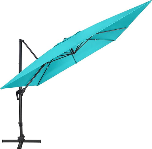 Sunnyglade 10x10Ft Cantilever Patio Umbrella Square 360° Rotation & Integrated Tilting System Offset Umbrella with 8 Sturdy Ribs, Fade-resistant & Waterproof for Garden Backyard Poolside Deck
