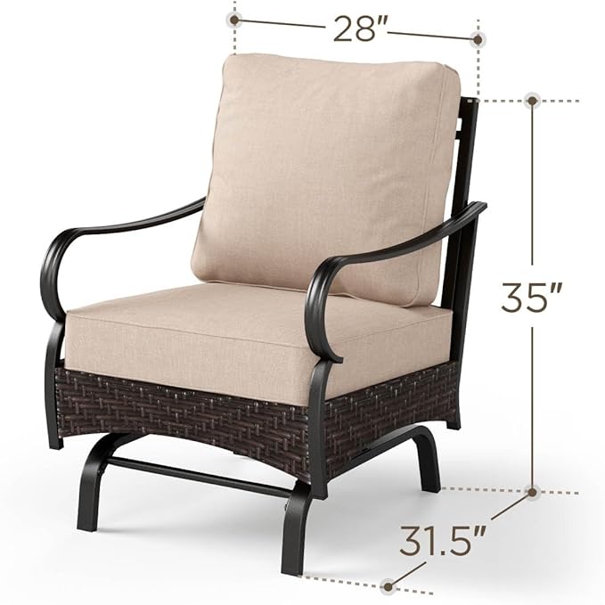 Rocking Patio Sofa Chairs - 2 PCS Outdoor Rocking Armchairs, Patio Seating with High Back Deep Seat for Porch Deck Balcony