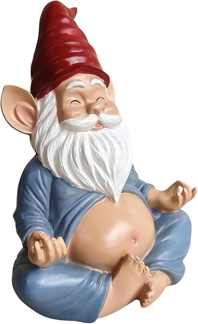 Meditating Yoga Gnome Statue - 7.5'' Handcrafted Garden & Indoor Decor, Meditation Zen Sculpture with Lotus Pose, Weatherproof Outdoor Ornament & Home Decoration, Unique Gift for Women/Men