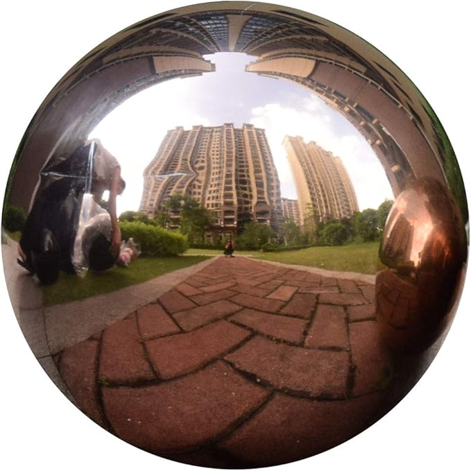 12inch Diameter Rose Gold Gazing Ball,Rose Gold Stainless Steel Polished Reflective Smooth Garden Sphere Globe Mirror,Colorful and Shiny Addition to Any Garden or Home
