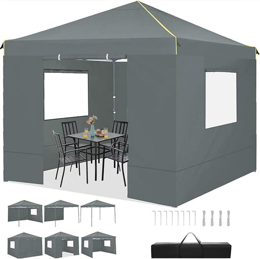 COBIZI Canopy Tent, 10x10 Pop Up Canopy Tent with Sidewalls and Roll-up Ventilated Windows with Mosquito net, Ez Outdoor Commercial Instant Gazebo Tent for Party Waterproof with Carrybag