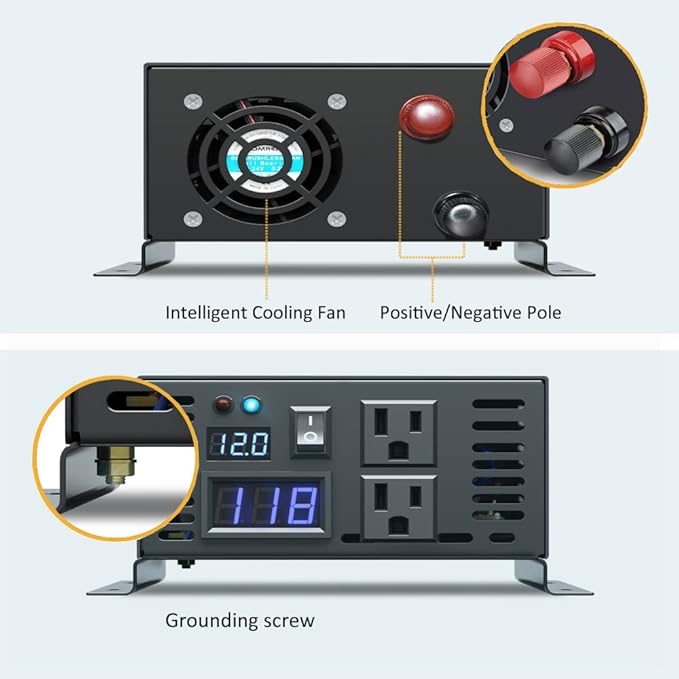 WZRELB Full Power Pure Sine Wave 12V to 120V Dc to AC Power Inverter (RBP500S)