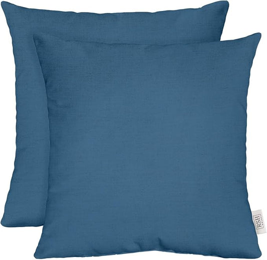 RSH DECOR: Sunbrella Square Throw Pillows Set of 2 | 20" x 20" | Water and Fade-Resistant Performance Fabric | Outdoor Pillow Covers with Down-Alternative Inserts | Canvas Regatta