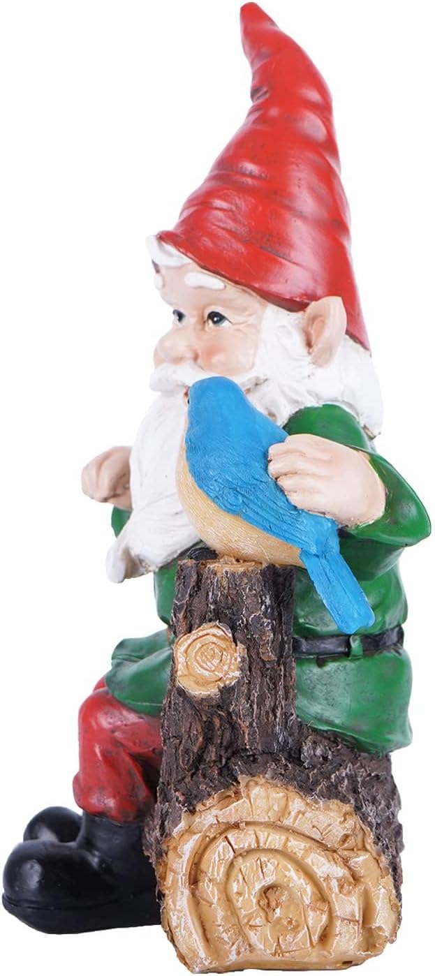 TZSSP Outdoor Gnome Statue Decoration Garden Statue Hand-Painted Statue with Bird Statue for Patio,Lawn,Garden Decoration