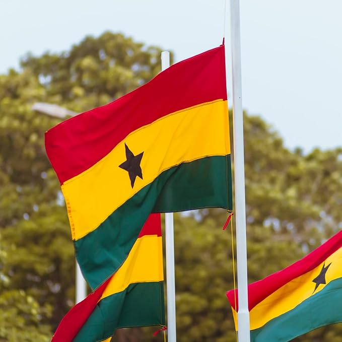 Ghana Ghanaian Flag 3x5 ft Outdoor, Double Sided 3 Ply Heavy Duty National Flag for GH, 100% Quality Polyester Ghanaian Banner with Brass Grommets 4 Rows Stitches