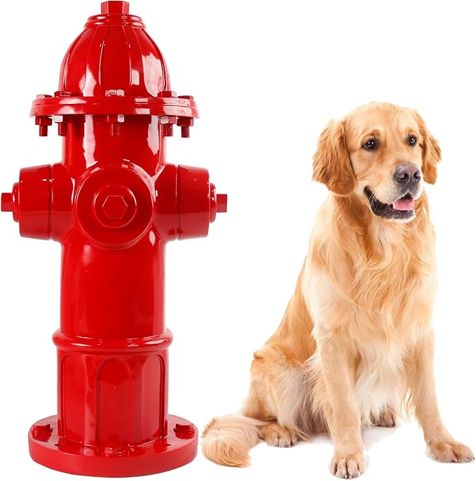 Dog Fire Hydrant Pee Post Statue with 4 Stakes, Fake Fire Hydrant for Dogs to Pee On Puppy Pee Post Training Tool Yard Garden Indoor Lawn Ornament Outdoor Statue (25 * 12 inch)
