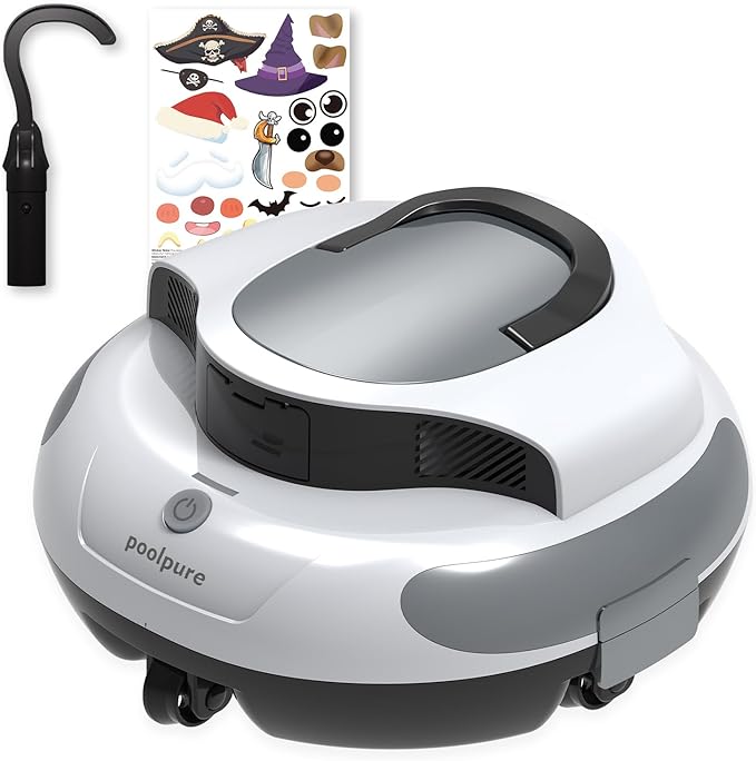 POOLPURE AquaGuard SE II Cordless Robotic Pool Cleaner - 120Min Runtime with 5000mAh Battery, Dual 30W Motor Power for Above Ground & Inground Pools, Auto Cleaning with Self-Parking
