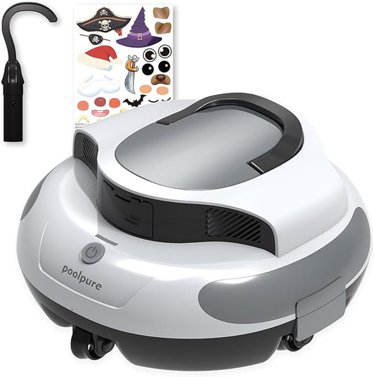 POOLPURE AquaGuard SE II Cordless Robotic Pool Cleaner - 120Min Runtime with 5000mAh Battery, Dual 30W Motor Power for Above Ground & Inground Pools, Auto Cleaning with Self-Parking