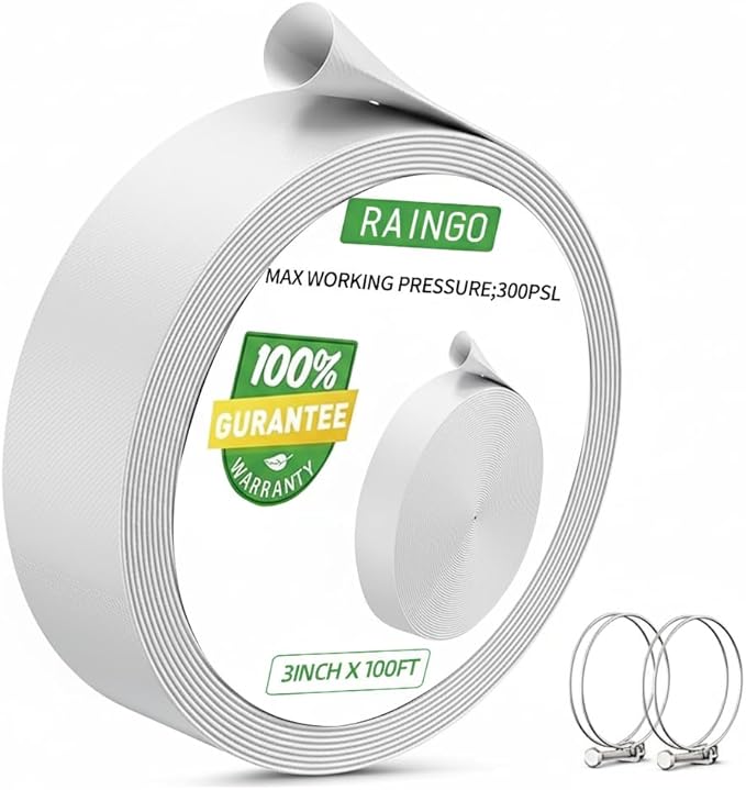 3" x 100' Pool Backwash Hose: Pool Drain Hose, Sump Pump Hose with Heavy-Duty 3-Layer, Lightweight, Kink-Resistant for Pool Drain, Irrigation,White